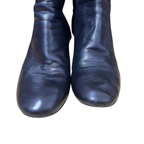 Isabel Marant Booties Size 38 Leather Black Block Heel Minimal Round Toe Boots - Picture 3 of 8